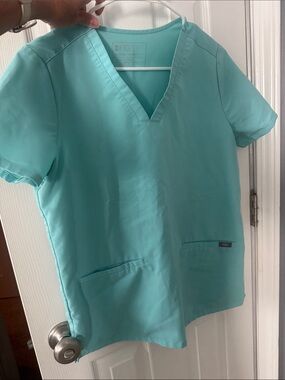 Figs Women's Scrub Top in Teal Blue
